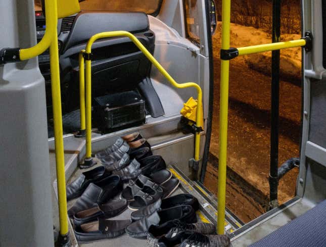 Image for article titled Neat-Freak Bus Driver Makes All Passengers Leave Shoes At Door