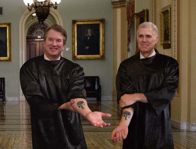 Image for article titled Conservative Supreme Court Justices Get Matching Punisher Tattoos