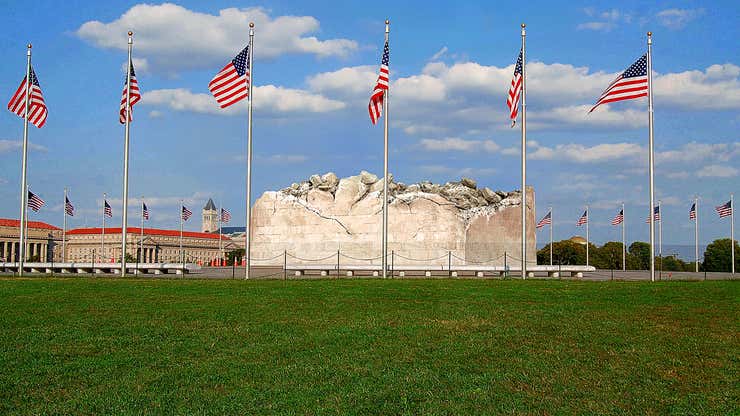 Image for Commander Biden Gnaws Washington Monument Down To Slobber-Covered Stub